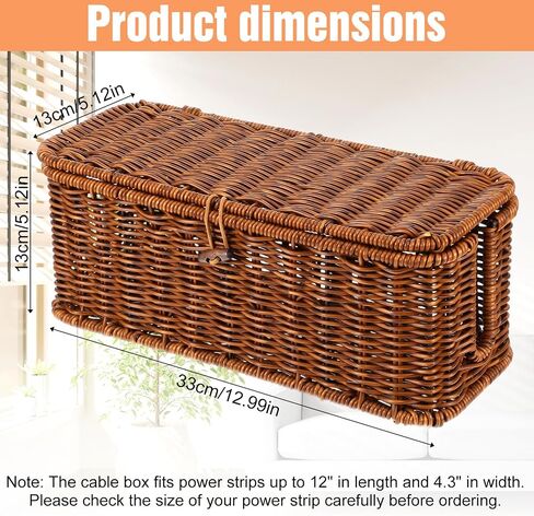 Cable Management Box Handmade Rattan Cable Organizer Stylish Hider Box with 2 Open Slots Desk Decorative Storage for Home Office Power Strips Cord Hider in Saudi Arabia