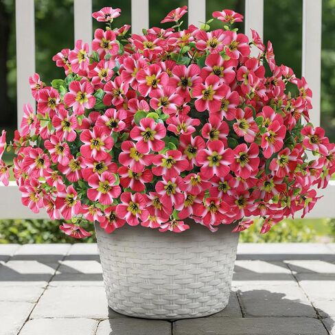 VIERENA 12 Bundles Artificial Flowers and Eucalyptus for Outside, Sun Resistant Silk Fake Morning Glory with Faux Eucalyptus Plants for Garden Porch Farmhouse Home Spring Summer Decor (Mixed Color) in Saudi Arabia