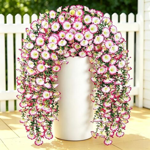 Artificial Fake Hanging Flowers Plants for Outdoor, Faux for Outdoor Summer Decoration, 4PCS UV Resistant Silk Flowers for Garland, Patio, Garden, Wedding, Home in Saudi Arabia