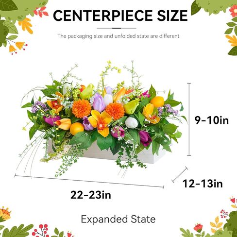 Artificial Tulip & Dahlia Table Centerpiece Lifelike Faux Flowers with Decorative Lemons & Greenery, Spring & Summer Tabletop Decor for Dining Room, Kitchen Island, Coffee Table, Weddings & Home in Saudi Arabia