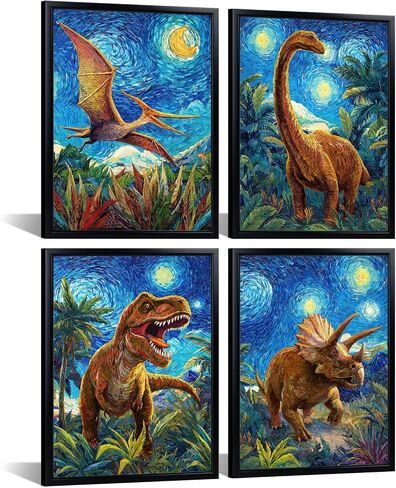 Framed Dinosaur Wall Art Kids Dino Bathroom Decor in Saudi Arabia
