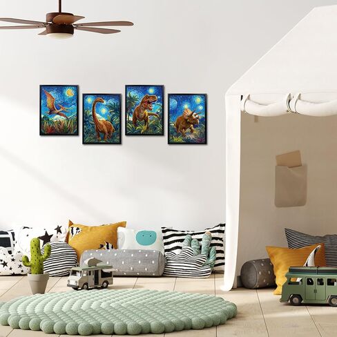Framed Dinosaur Wall Art Kids Dino Bathroom Decor in Saudi Arabia