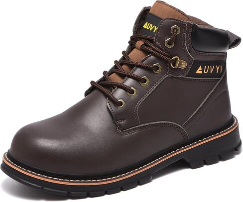 AUVYI Waterproof Work Boots For Men - Steel Toe Boots Comfortable Wide Toe Leather Safety Shoes, Anti-Slip, Oil & Puncture Resistant for Industrial & Construction in Saudi Arabia