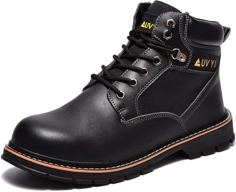 AUVYI Waterproof Work Boots For Men - Steel Toe Boots Comfortable Wide Toe Leather Safety Shoes, Anti-Slip, Oil & Puncture Resistant for Industrial & Construction in Kuwait