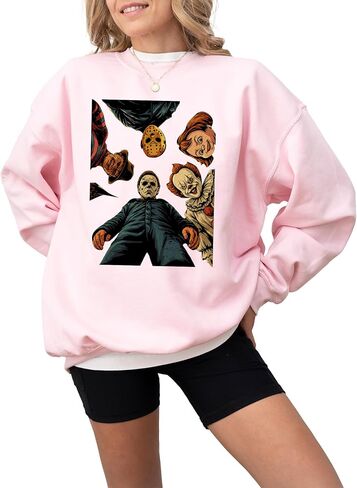 Horror Movie Inspired Sweatshirt - Vintage Style Scary Faces Unisex Pullover - Longsleeve Top in Saudi Arabia