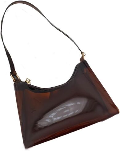 Clear Crossbody Bag with Zipper Jelly Bag Transparent Bag Beach Shoulder Bag Cute for Women Party Gift (Brown) in Saudi Arabia