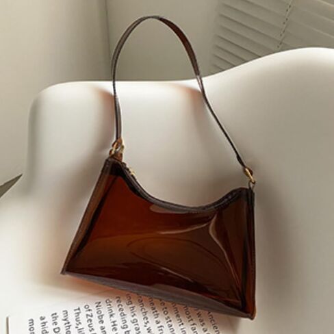 Clear Crossbody Bag with Zipper Jelly Bag Transparent Bag Beach Shoulder Bag Cute for Women Party Gift (Brown) in Saudi Arabia