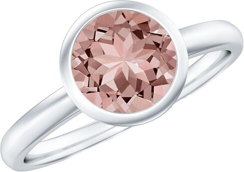 Real 2 Ct Morganite Engagement Ring With Bezel Setting, AAA Quality, Certified Morganite Solitaire Ring - Ready To Gift in Kuwait