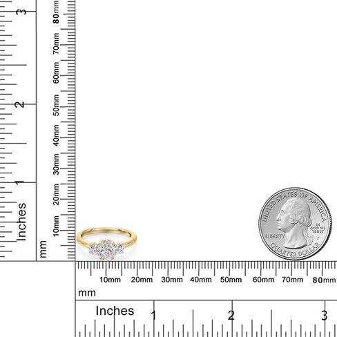 Gem Stone King 18K Yellow Gold Plated Silver Lab Grown Diamond Engagement Ring For Women | 1.04 Cttw | Oval 7X5MM and Round 3.5MM | DEF Color | VVS-VS Clarity in Kuwait