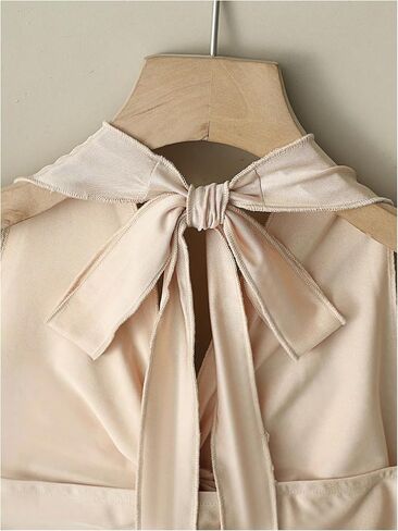 SHENHE Women's Satin Halter Crop Top Twist Knot V Neck Tie Back Slim Fit Club Party Cami Top in Kuwait