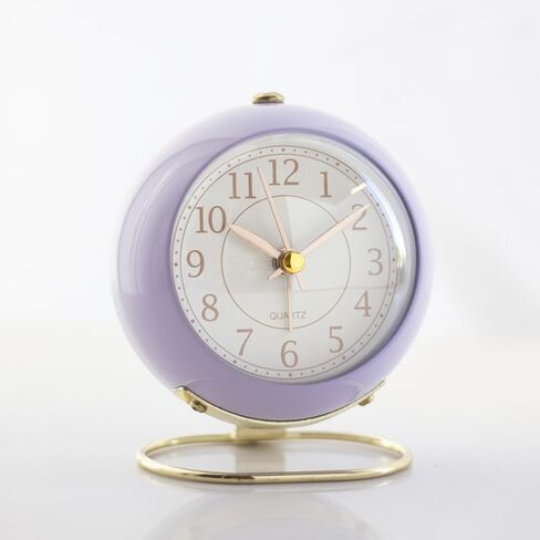 3 Inches Analog Alarm Clocks Retro Backlight Cute Simple Design with Night Light Silent Non-Ticking Battery Operated [Purple] in Saudi Arabia