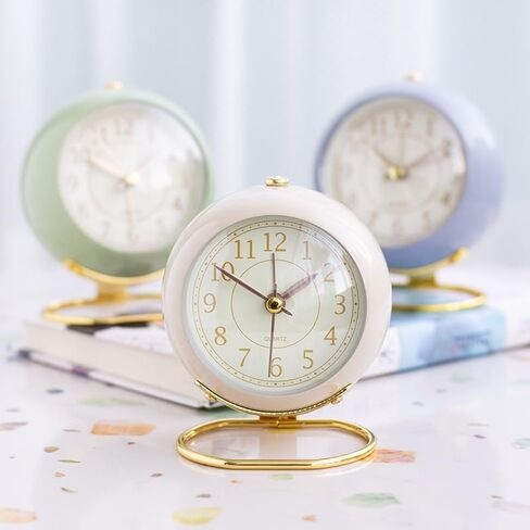 3 Inches Analog Alarm Clocks Retro Backlight Cute Simple Design with Night Light Silent Non-Ticking Battery Operated [Purple] in Saudi Arabia