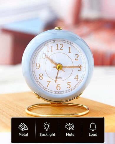 3 Inches Analog Alarm Clocks Retro Backlight Cute Simple Design with Night Light Silent Non-Ticking Battery Operated [Purple] in Saudi Arabia