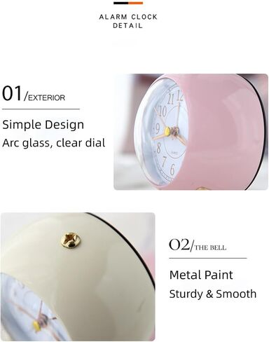 3 Inches Analog Alarm Clocks Retro Backlight Cute Simple Design with Night Light Silent Non-Ticking Battery Operated [Purple] in Saudi Arabia