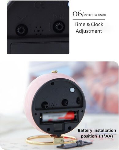 3 Inches Analog Alarm Clocks Retro Backlight Cute Simple Design with Night Light Silent Non-Ticking Battery Operated [Purple] in Saudi Arabia