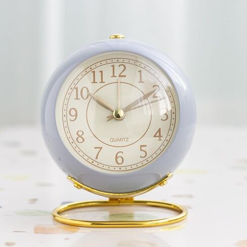 3 Inches Analog Alarm Clocks Retro Backlight Cute Simple Design with Night Light Silent Non-Ticking Battery Operated [Purple] in Saudi Arabia