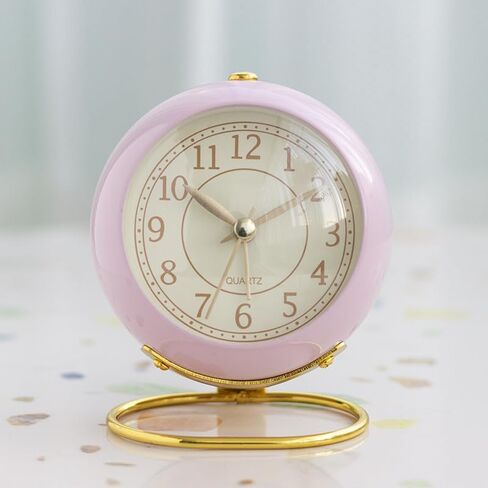 3 Inches Analog Alarm Clocks Retro Backlight Cute Simple Design with Night Light Silent Non-Ticking Battery Operated [Purple] in Saudi Arabia