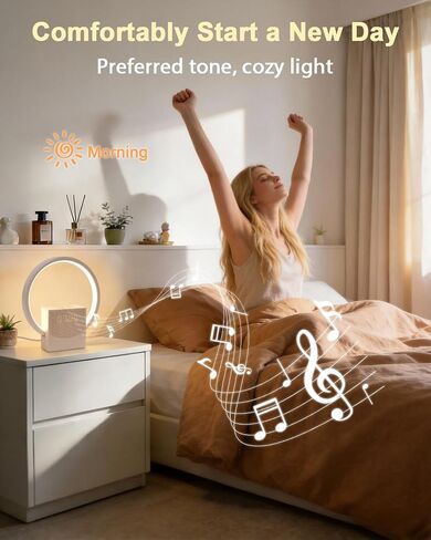 Wake Up Light Sunrise Alarm Clock for Heavy Sleepers Adults,White Noise Sound Machine with 8 Natural Sounds,Digital Alarm Clock with 3-Level Lighting,30/60/90 Timer,Snooze,USB Charger Port in Saudi Arabia