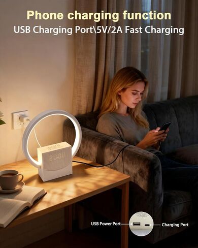 Wake Up Light Sunrise Alarm Clock for Heavy Sleepers Adults,White Noise Sound Machine with 8 Natural Sounds,Digital Alarm Clock with 3-Level Lighting,30/60/90 Timer,Snooze,USB Charger Port in Saudi Arabia
