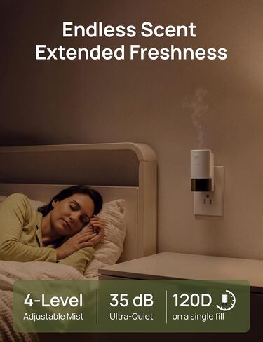 Plug-in Air Freshener for Home, Waterless Essential Oil Diffuser for Bedroom and Bathroom, Non-Toxic Formula for Pets and Nursery, 120 Days Runtime, Refillable Frankincense(Charcoal Black) in Saudi Arabia