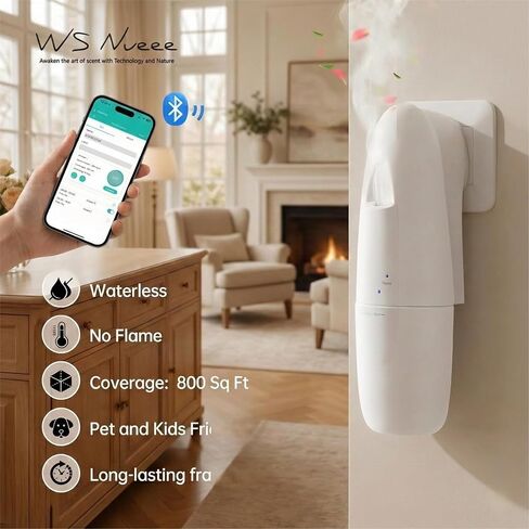 Plug in Smart Waterless Diffuser, Coverage up to 500 SqFt Waterless Essential Oil Diffuser -in Cold Air Aroma Diffuser, Home Scenting for Office & Bedroom, Easy Waterless Diffuser,White,100ml in Saudi Arabia