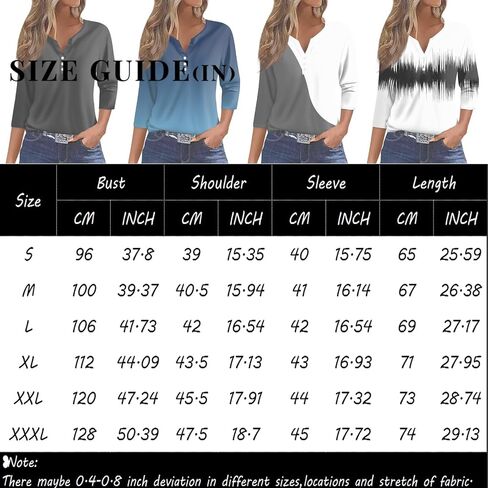 Womens Tops 3/4 Sleeve Henley Shirts for Women Three Quarter Sleeve Tshirts Summer Outfits Fashion Clothing in Kuwait