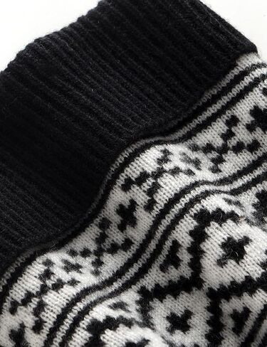 100% Pure Cashmere Ribbed Cuffed Hat; Fair Isle Winter Beanie Hat Nordic Snowflake Pattern with Pom Pom Caps ZX112 in Saudi Arabia