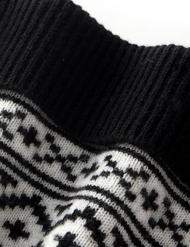100% Pure Cashmere Ribbed Cuffed Hat; Fair Isle Winter Beanie Hat Nordic Snowflake Pattern with Pom Pom Caps ZX112 in Saudi Arabia