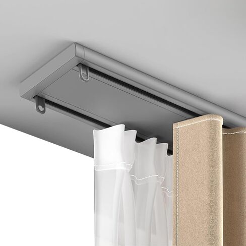 Aluminum Alloy Curtain Tracks,Double Row Silent Curtain Track Rail - 10.4ft Aluminum Alloy Ceiling Mount Drape System for Bedroom & Living Room - Smooth Gliding, Heavy Duty, Noise-Free Solut in Kuwait