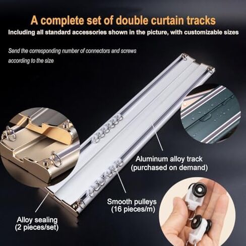 Aluminum Alloy Curtain Tracks,Heavy-Duty Double-Layer Aluminum Alloy Ceiling Curtain Track for Living Room, Bathroom & Bedroom Partitions - Durable, Versatile & Easy to Install in Kuwait