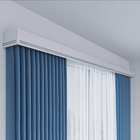 Aluminum Alloy Curtain Tracks,Aluminum Alloy Curtain Valance Box with Dual Track, Wall-Mounted Decorative Curtain Rails, Pelmet Panel, Complete with Screws for Easy Installation in Kuwait