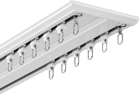 Aluminum Alloy Curtain Tracks,Ultra-Thin Double Curtain Track, Invisible Top-Mounted Aluminum Alloy Rod, Silent Operation, 200cm (2x100cm) for Effortless Smooth Curtain Hanging, Ideal for Ho in Saudi Arabia