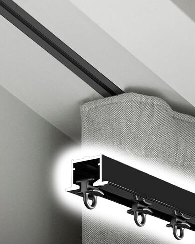 Aluminum Alloy Curtain Tracks,Adjustable Invisible Curtain Track System - 13ft Ceiling Mount for Living Room/Balcony/Hospital - Cuttable Aluminum Rod in White Finish - Ideal for Seamless Win in Saudi Arabia