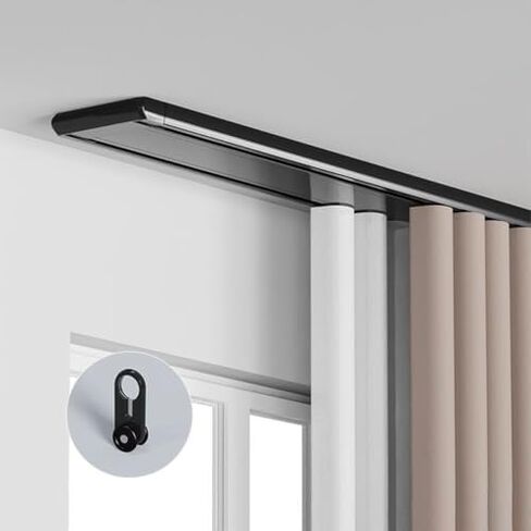 Aluminum Alloy Curtain Tracks,Heavy-Duty Ceiling Curtain Track Set for Living Rooms & Bathrooms, Silent Smooth Operation, Double-Layer Curtains, Easy Installation, Durable & Stylish Home Dec in Kuwait