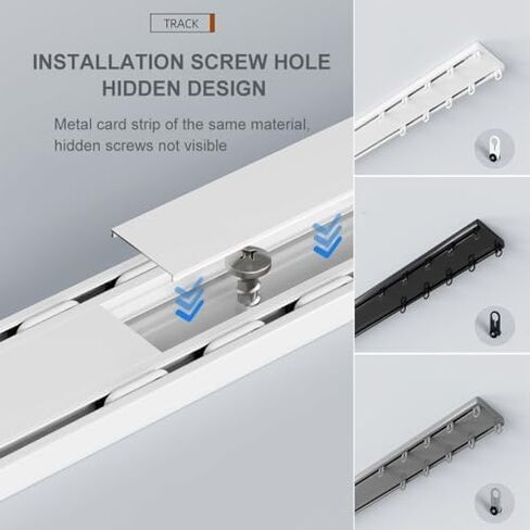 Aluminum Alloy Curtain Tracks,Heavy-Duty Ceiling Curtain Track Set for Living Rooms & Bathrooms, Silent Smooth Operation, Double-Layer Curtains, Easy Installation, Durable & Stylish Home Dec in Kuwait