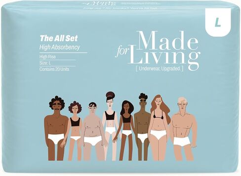 Made for Living The All Set Adult Pull Ups for Women & Men – Full Body Stretch Absorbent Underwear with Leak Protection, Odor Control & High Absorbency Up to 4 Cups for Daily Protection Large 20 Count in Kuwait