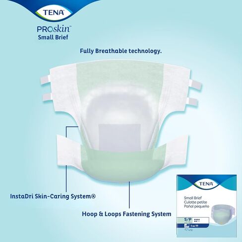 TENA موجز صغير موجز البالغ البالغ موجز S MODEATIONATE MAT MAT شكل جسم ، 66100 ، معتدلة إلى ثقيلة ، 96 CT in Kuwait