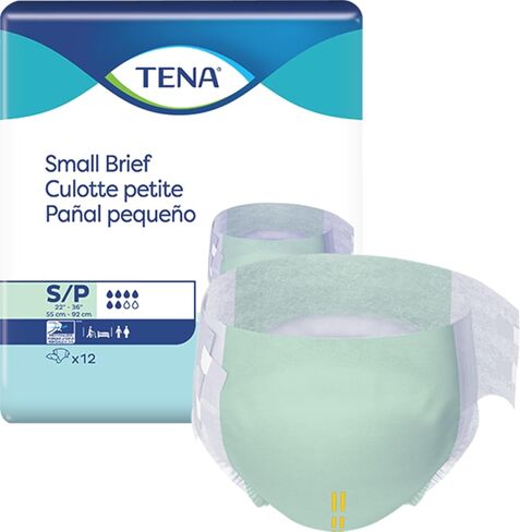 TENA موجز صغير موجز البالغ البالغ موجز S MODEATIONATE MAT MAT شكل جسم ، 66100 ، معتدلة إلى ثقيلة ، 96 CT in Kuwait