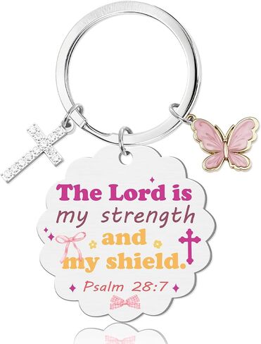 Christian Gifts Keychain for Women - Inspirational Bible Verse Religious Faith Based God Keychain with Cross Butterfly, Easter Christmas Baptism First Communion Gift to Familes Friends in Saudi Arabia