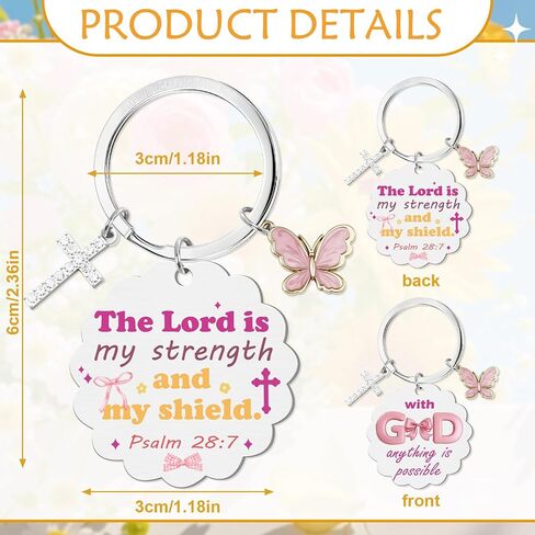 Christian Gifts Keychain for Women - Inspirational Bible Verse Religious Faith Based God Keychain with Cross Butterfly, Easter Christmas Baptism First Communion Gift to Familes Friends in Saudi Arabia