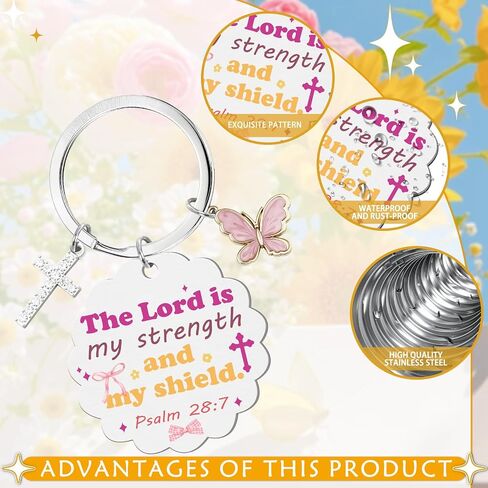 Christian Gifts Keychain for Women - Inspirational Bible Verse Religious Faith Based God Keychain with Cross Butterfly, Easter Christmas Baptism First Communion Gift to Familes Friends in Saudi Arabia