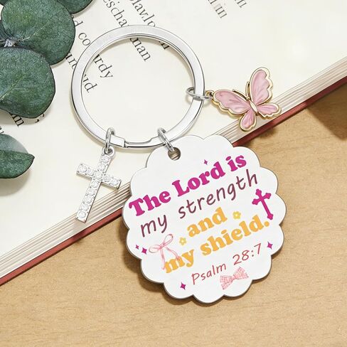 Christian Gifts Keychain for Women - Inspirational Bible Verse Religious Faith Based God Keychain with Cross Butterfly, Easter Christmas Baptism First Communion Gift to Familes Friends in Saudi Arabia