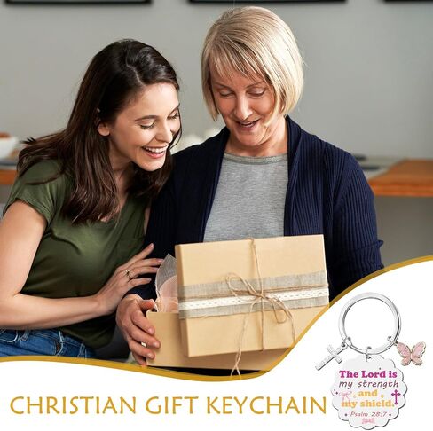 Christian Gifts Keychain for Women - Inspirational Bible Verse Religious Faith Based God Keychain with Cross Butterfly, Easter Christmas Baptism First Communion Gift to Familes Friends in Saudi Arabia