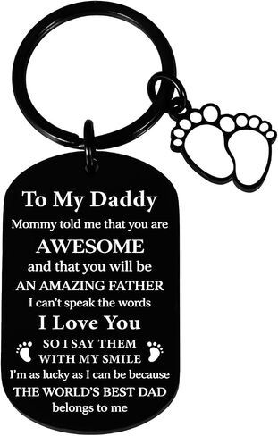 First Fathers Day Dad to Be Gifts, New Daddy Gift, Fathers Day Father to Be Gift from Baby, Pregnancy Announcement Keychain for Husband Men, Gifts for Expecting Dad in Saudi Arabia