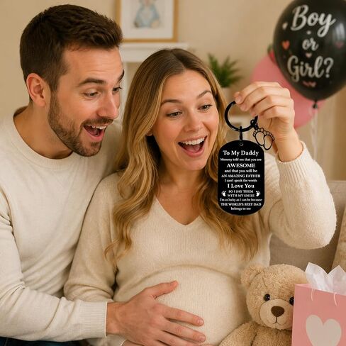First Fathers Day Dad to Be Gifts, New Daddy Gift, Fathers Day Father to Be Gift from Baby, Pregnancy Announcement Keychain for Husband Men, Gifts for Expecting Dad in Saudi Arabia