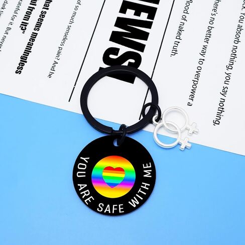 LGBTQ Pride Gifts, Funny Gay Key Chain, LGBT Rainbow Keychain, LGBTQ GAY Stuff You are Safe With Me Keychain, in Saudi Arabia