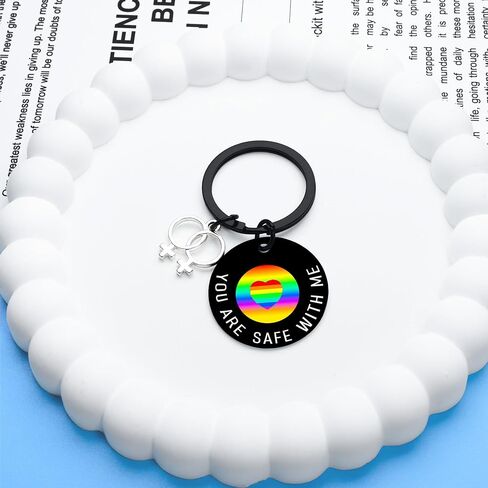 LGBTQ Pride Gifts, Funny Gay Key Chain, LGBT Rainbow Keychain, LGBTQ GAY Stuff You are Safe With Me Keychain, in Saudi Arabia