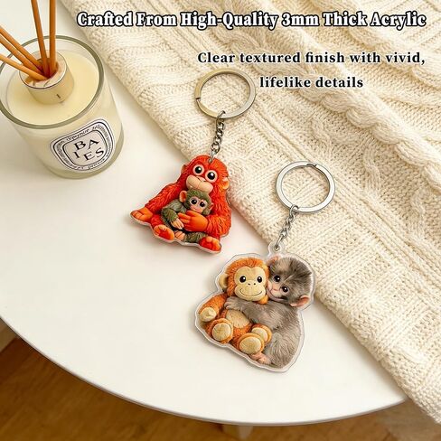 2 Pack Protect Punch Monkey Keychain, 2D Cute Punch Monkey Holding Plush Toy Keychain,Decoration for Backpack Purse Keys,Funny Gifts For Family Friends Loved Ones & Animal Lovers in Saudi Arabia