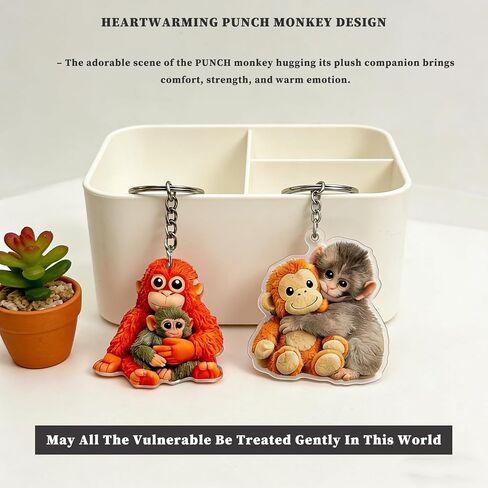 2 Pack Protect Punch Monkey Keychain, 2D Cute Punch Monkey Holding Plush Toy Keychain,Decoration for Backpack Purse Keys,Funny Gifts For Family Friends Loved Ones & Animal Lovers in Saudi Arabia
