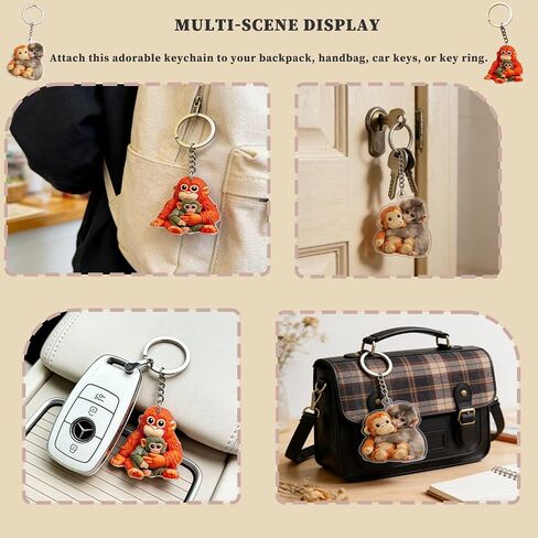 2 Pack Protect Punch Monkey Keychain, 2D Cute Punch Monkey Holding Plush Toy Keychain,Decoration for Backpack Purse Keys,Funny Gifts For Family Friends Loved Ones & Animal Lovers in Saudi Arabia